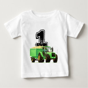 T-shirt Pour Bébé Baby Boys Custom Green Tracteur 1er anniversaire