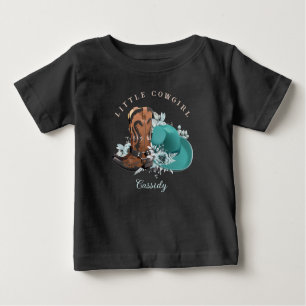 T-shirt Pour Bébé Baby Cowgirl cowboy bottes casquette bleu turquois