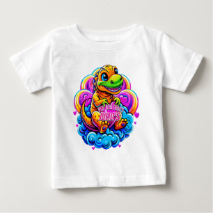 T-shirt Pour Bébé Baby Dino Accrocher un Coussin cardiaque sur un nu