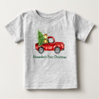 Baby First Christmas Red Truck Tree Moose Grey