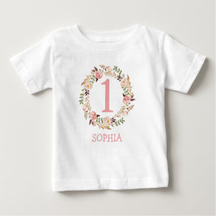 T-shirt Pour Bébé Baby Girl 1er anniversaire Floral