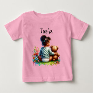 T-shirt Pour Bébé Baby Girl et son ours en peluche   Personnalisé