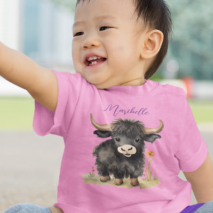 T-shirt Pour Bébé Baby Highland Cow Girl