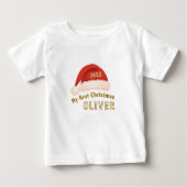T-shirt Pour Bébé Baby`s First Christmas Red Santa Hat (Devant)