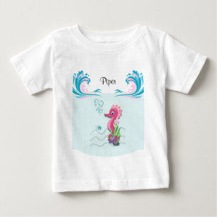 T-shirt Pour Bébé Baby Seahorse T-shirt bébé personnalisé rose