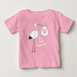 T-shirt Pour Bébé Baby shower de cigogne Blue Boy