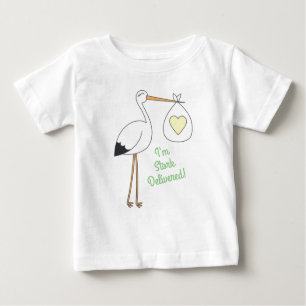 T-shirt Pour Bébé Baby shower de cigogne vert genre neutre