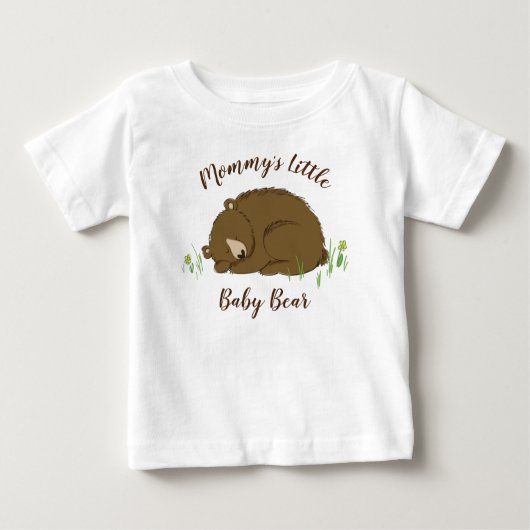 T-shirt Pour Bébé Baby shower de l'ours couché Bois (Devant)