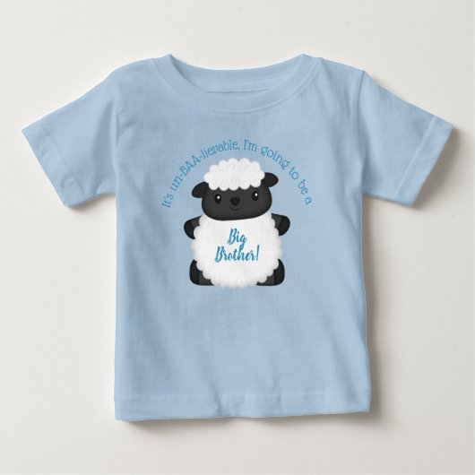 T-shirt Pour Bébé Baby shower de mouton ferme Blue Boy (Devant)