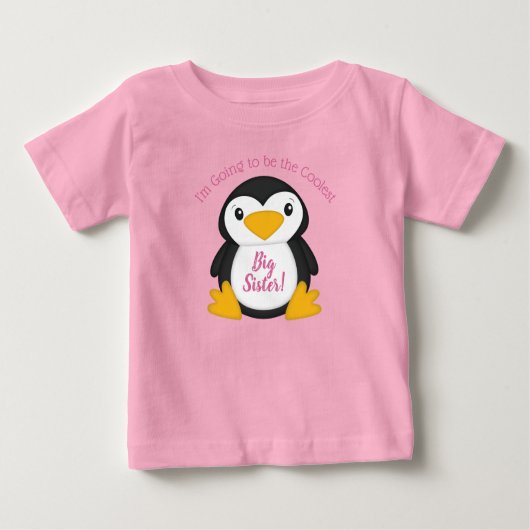 T-shirt Pour Bébé Baby shower de pingouin rose (Devant)