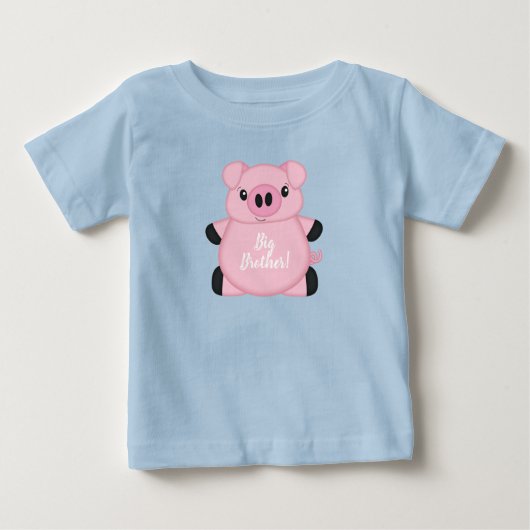 T-shirt Pour Bébé Baby shower de porc ferme Blue Boy (Devant)