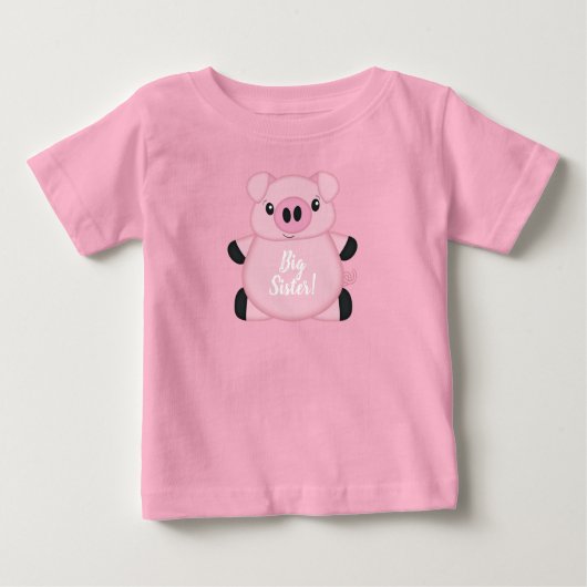 T-shirt Pour Bébé Baby shower de porc ferme fille rose (Devant)
