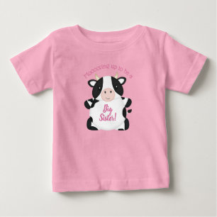 T-shirt Pour Bébé Baby shower de vache ferme fille rose