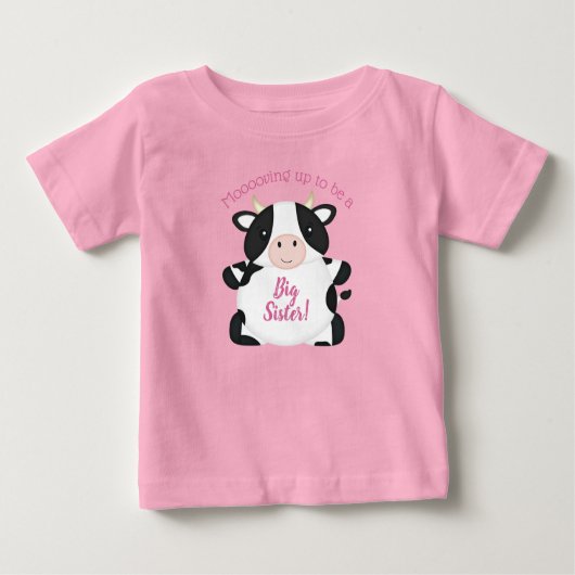 T-shirt Pour Bébé Baby shower de vache ferme fille rose (Devant)