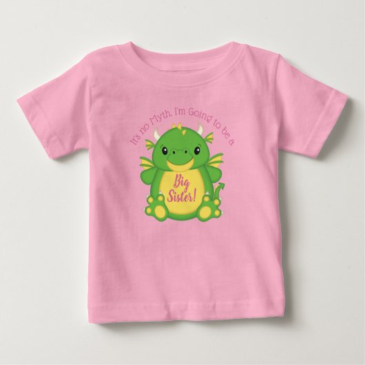 T-shirt Pour Bébé Baby shower Dragon rose (Devant)