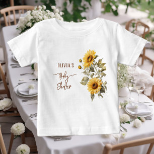 T-shirt Pour Bébé Baby shower floral de Sunflower Elegant Boho
