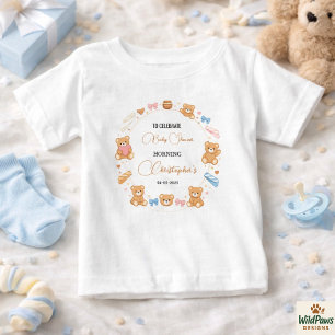 T-shirt Pour Bébé Baby-Shower Ourson pour Garçon   Ourson Bleu Migno