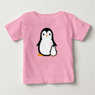 T-shirt Pour Bébé Baby shower Pingouin mignon fille rose