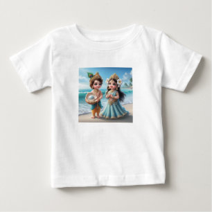 T-shirt Pour Bébé Baby Shree Krishna & Radha avec Diamond Divine