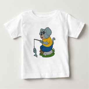 T-shirt Pour Bébé Baguette de pêche du chien