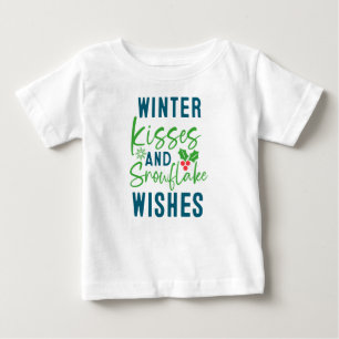 T-shirt Pour Bébé Baisers d'hiver et voeux de flocons de neige-51963