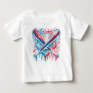 T-shirt Pour Bébé Balle et Batte de Graffiti à Gouttes de Baseball A