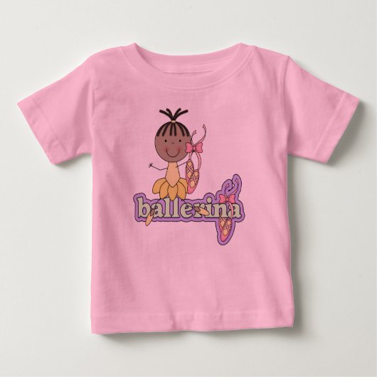 T-shirt Pour Bébé Ballerine - Bébé Afro-Américaine en Jaune (Devant)