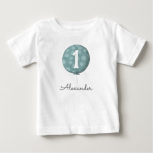 T-shirt Pour Bébé Ballon Bleu Bébé Garçon Mignon 1er Anniversaire