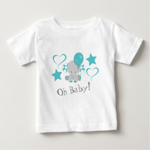 T-shirt Pour Bébé Ballon éléphant sarcelle Oh bébé