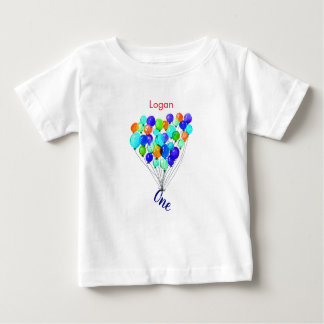 T-shirt Pour Bébé BALLON Garçon Vert Bleu Personnalisé UN Anniversai
