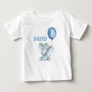 T-shirt Pour Bébé Balloon Elephant Cute Blue Baby Boy