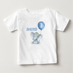 T-shirt Pour Bébé Balloon Elephant mignon Bleu bébé garçon
