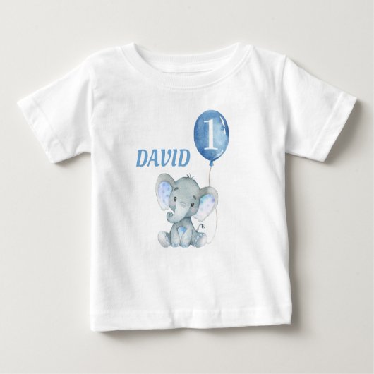 T-shirt Pour Bébé Balloon Elephant mignon Bleu bébé garçon (Devant)
