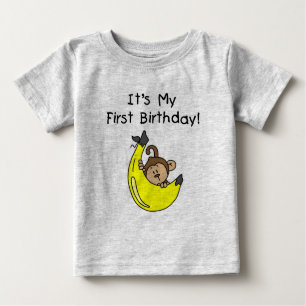 T-shirt Pour Bébé Banane - anniversaire de singe de garçon ęr