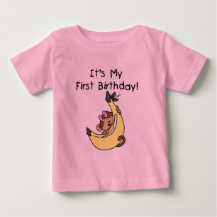 T-shirt Pour Bébé Banane - Fille singe 1er anniversaire
