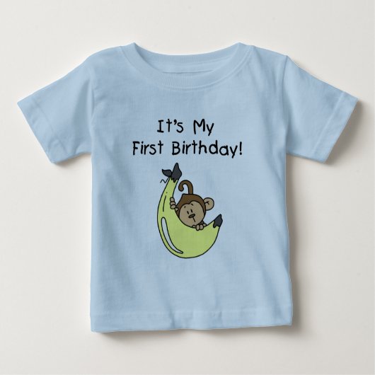 T-shirt Pour Bébé Banane - Petit Singe 1er Anniversaire (Devant)