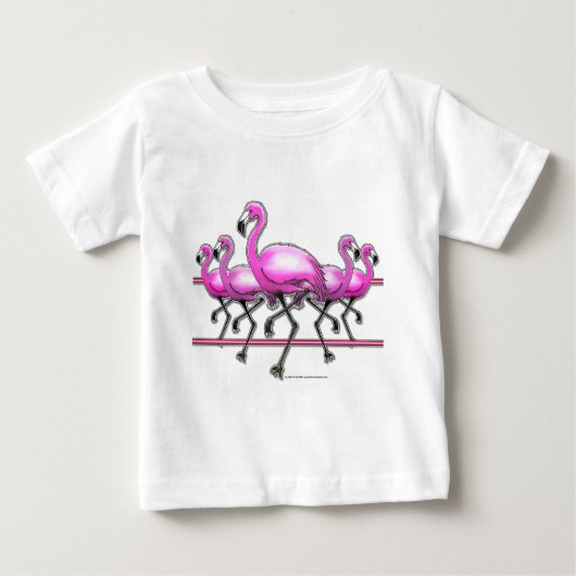 T-shirt Pour Bébé Bande de Flamant rose (Devant)