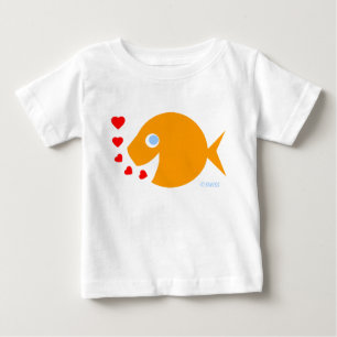 T-shirt Pour Bébé Bande dessinée et baisers mignons de poisson roug