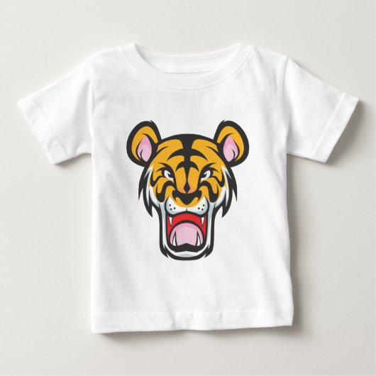 T-shirt Pour Bébé Bande dessinée fâchée faite sur commande de tigre (Devant)