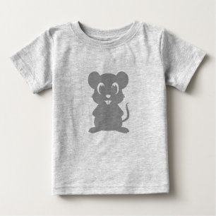T-shirt Pour Bébé Bande dessinée grise mignonne de souris