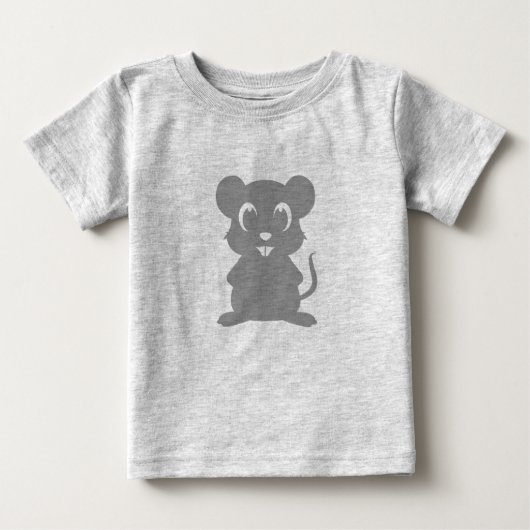 T-shirt Pour Bébé Bande dessinée grise mignonne de souris (Devant)
