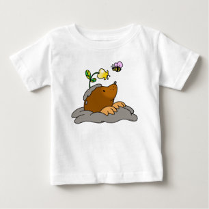 T-shirt Pour Bébé bande dessinée mignonne de taupe avec une abeille