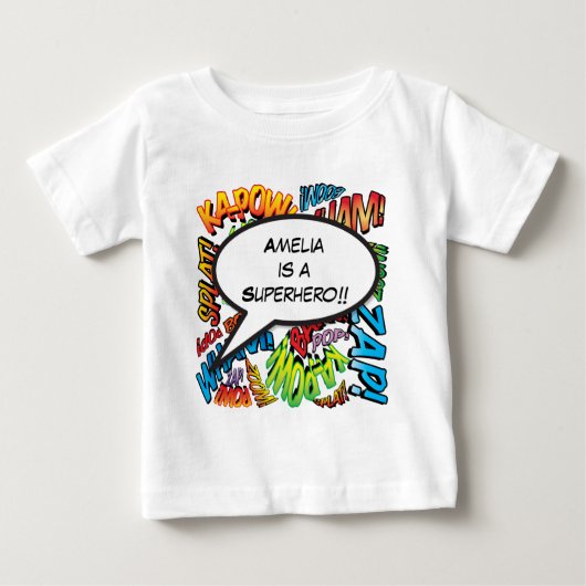 T-shirt Pour Bébé Bande dessinée personnalisée Bulles de texte Art P (Devant)