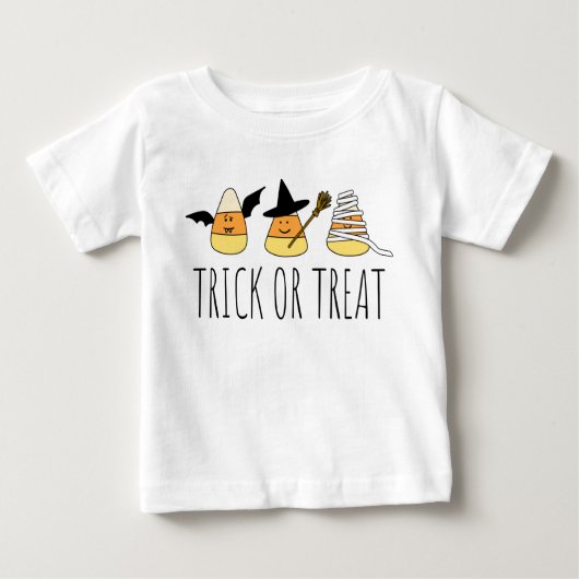 T-shirt Pour Bébé Bande d'Halloween ou bonbons de maïs (Devant)