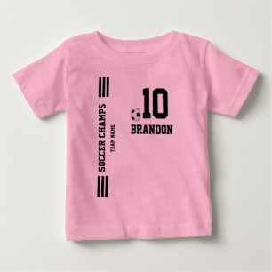 T-shirt Pour Bébé bannière de football rose noir personnalisées joue