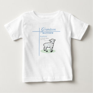 T-shirt Pour Bébé Baptême Petit-Fils Bleu Garçon Agneau Personnalisé