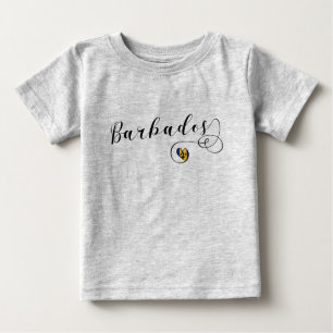 T-shirt Pour Bébé Barbados Heart Flag, Barbadien