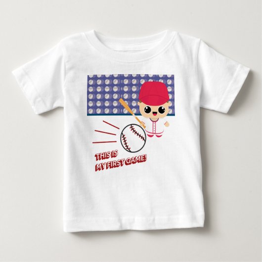 T-shirt Pour Bébé Baseball C'est mon premier jeu (Devant)