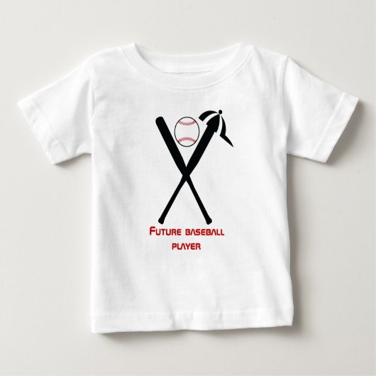 T-shirt Pour Bébé Baseball croisé chauves-souris et casquette noir, (Devant)