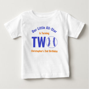 T-shirt Pour Bébé Baseball Toutes Étoiles 2e Anniversaire